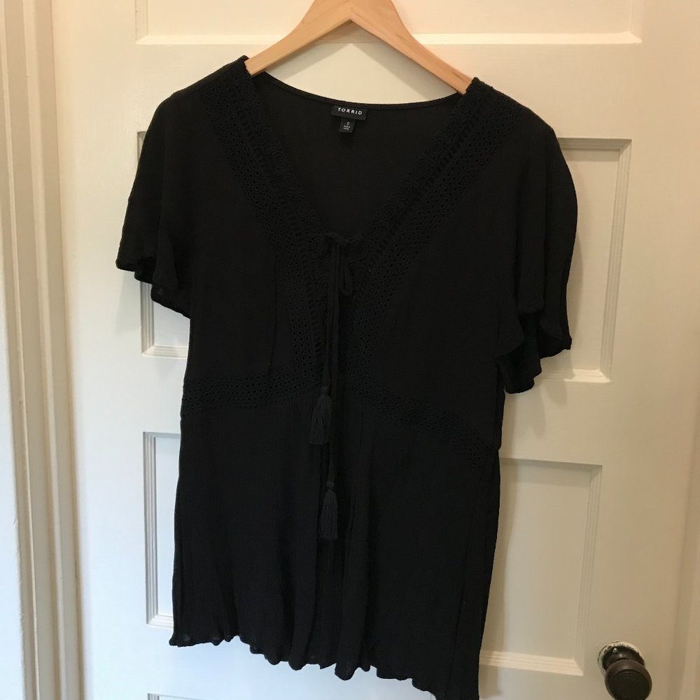 Torrid 0 Black Flowy Blouse